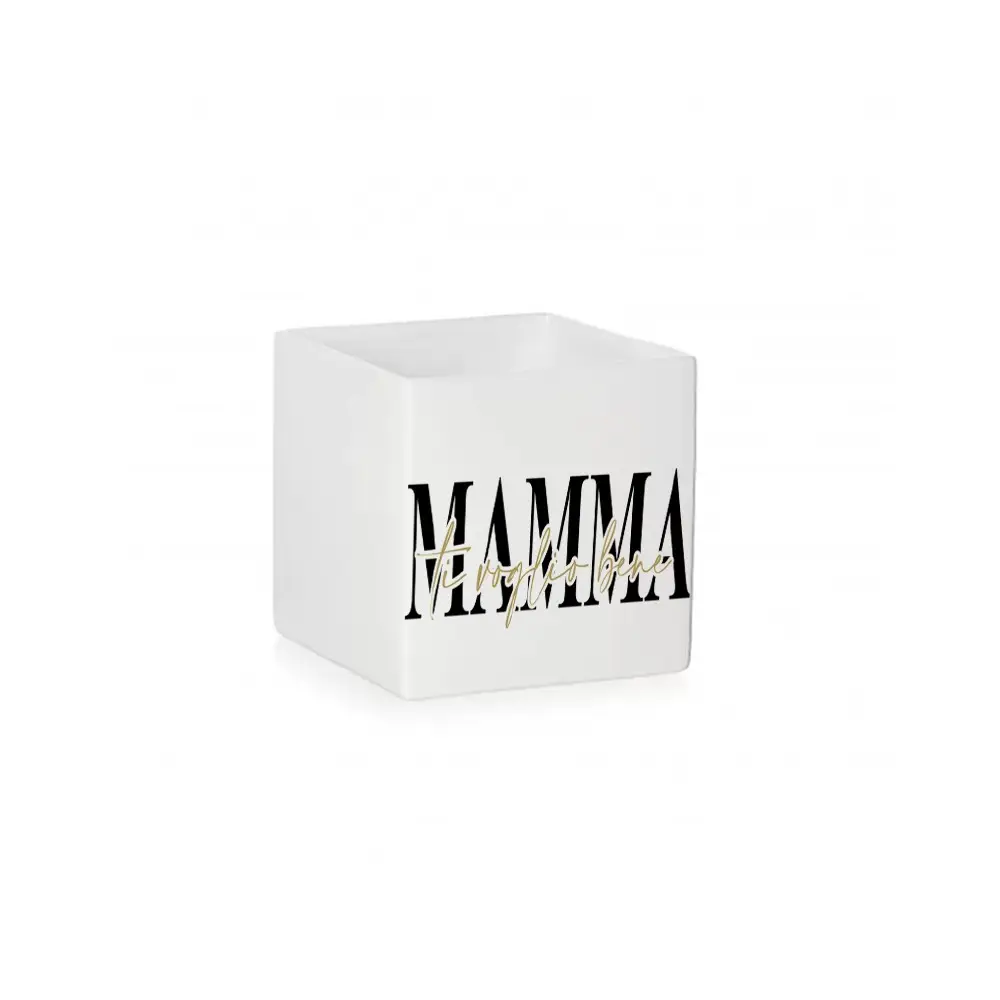 Vaso Cubo Mamma Ti Voglio Bene Oro Nero  - 1pz