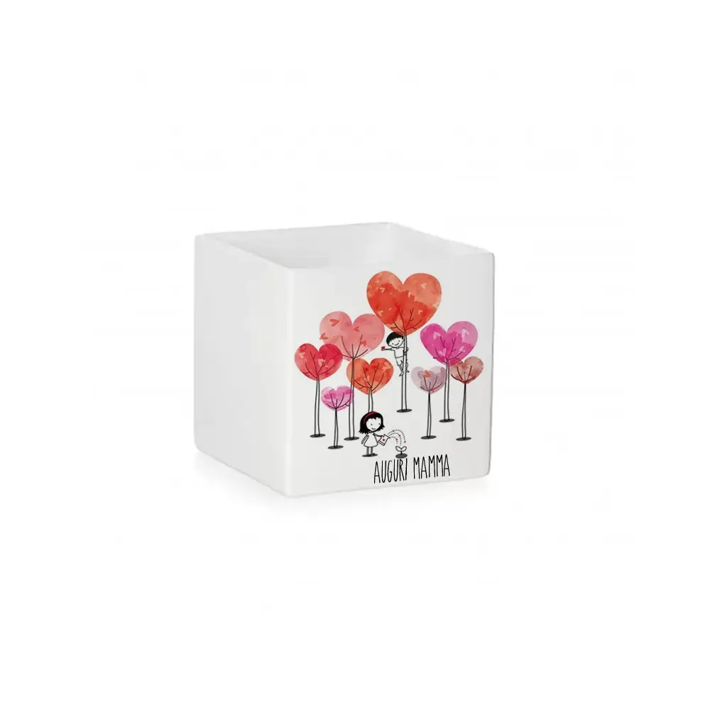 Vaso Cubo festa della Mamma " Alberi " Personalizzabile - 1pz