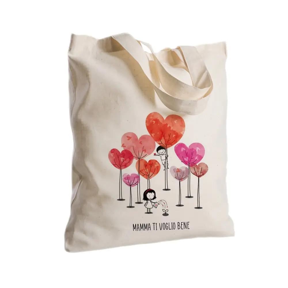 Borsa Shopper Festa della Mamma " Alberi " in Tessuto Personalizzabile 2 pz
