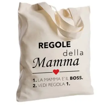 Borsa Shopper Mamma " Regole Boss " in Tessuto Personalizzabile 2 pz