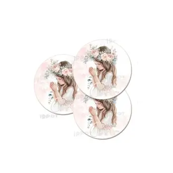 Adesivo Tondo Prima Comunione Romantic Girl - 1 PZ