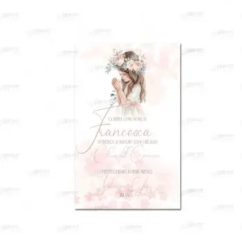 Invito Prima Comunione Romantic Girl in cartoncino - 1pz