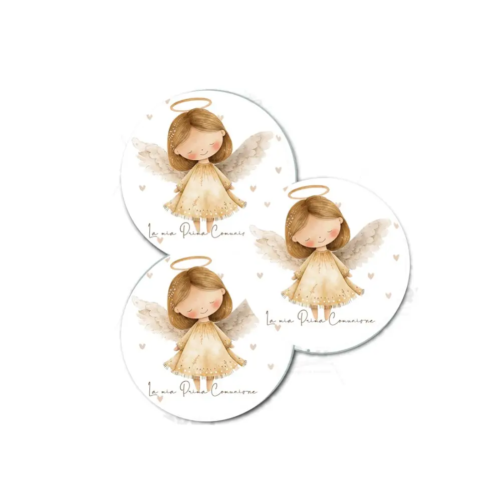 Adesivi Tondi Prima Comunione Little Angel - 50 PZ