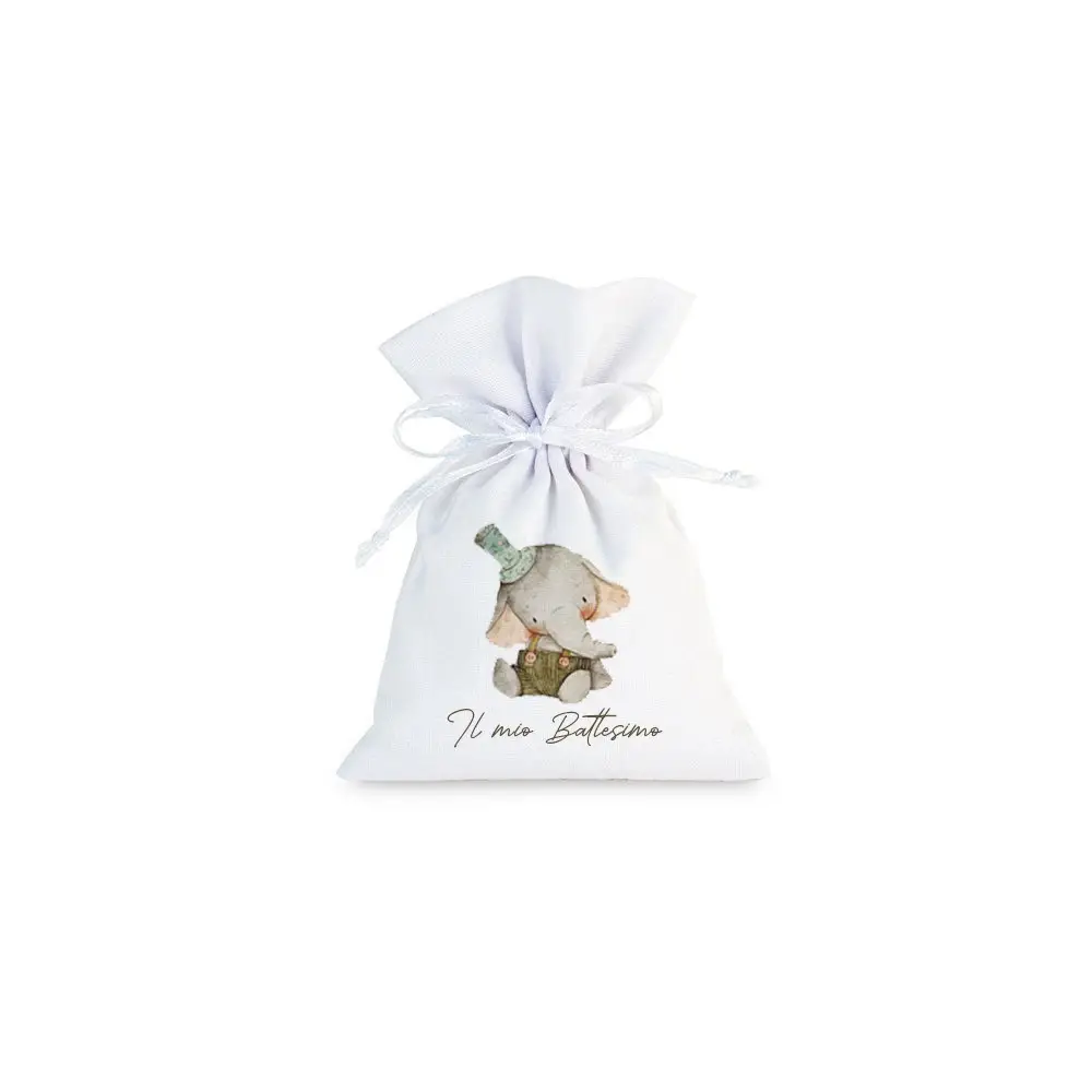 30 Sacchetti battesimo Elefantino Green personalizzabili