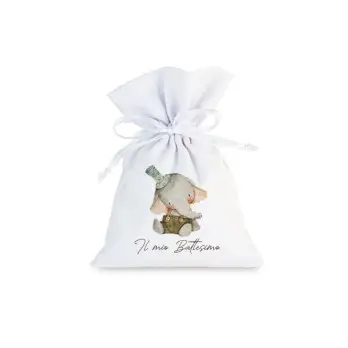 30 Sacchetti battesimo Elefantino Green personalizzabili