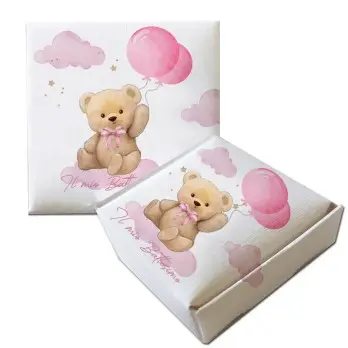 Scatolina Portaconfetti Mattonella Battesimo Teddy Rosa - 1 pz