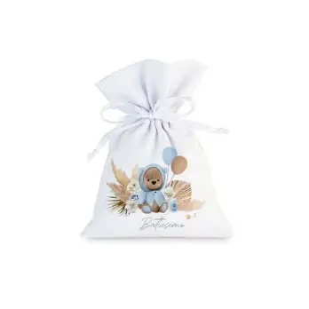 30 Sacchetti Orsetto Pampas Celeste personalizzabili