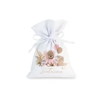 30 Sacchetti Orsetto Pampas Rosa personalizzabili