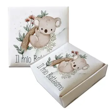Scatolina Portaconfetti Mattonella Battesimo Koala New - 1 pz