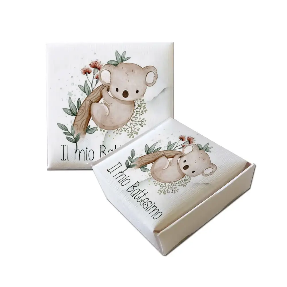 Scatolina Portaconfetti Mattonella Battesimo Koala New - 20 pz