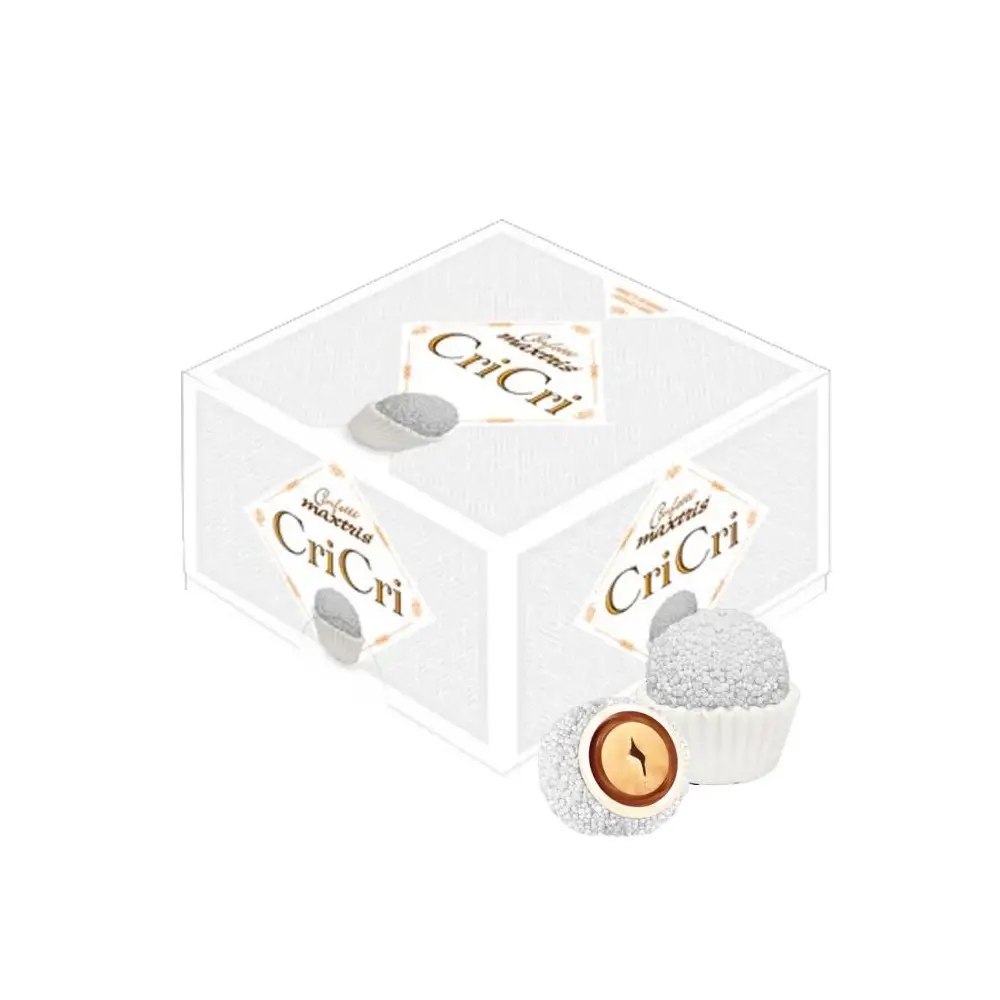 Confetti Maxtris alla nocciola CriCri Bianco con pirottini - Vassoio 500g - CRICRIB500