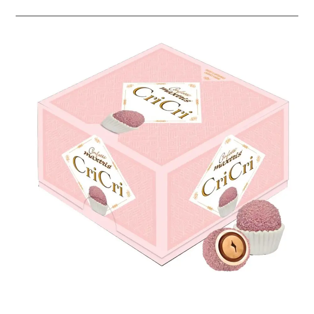 Confetti Maxtris alla nocciola CriCri Rosa con pirottini - Vassoio 500g - CRICRIR500