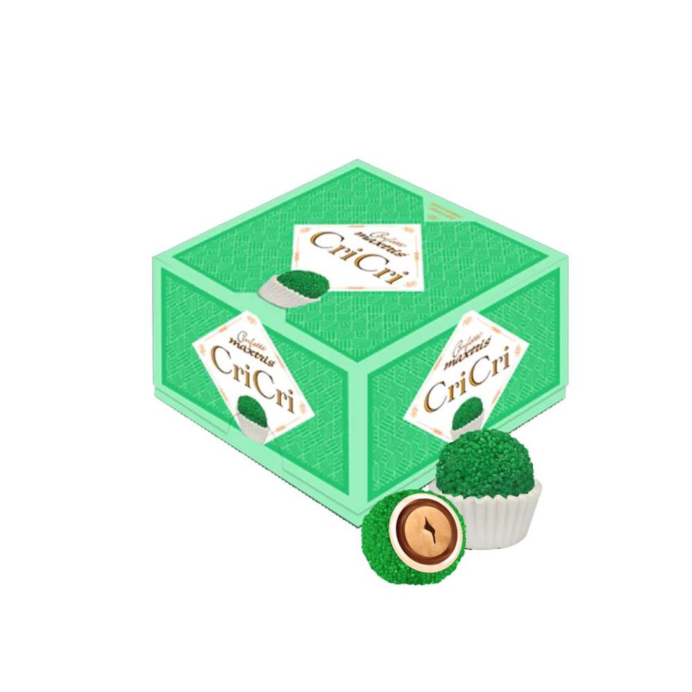 Confetti Maxtris alla nocciola CriCri Verde con pirottini - Vassoio 500g - CRICRIV500