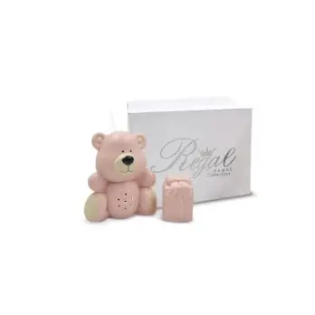 Diffusore  Orsetto in Ceramica Rosa Con led 12x14x12 cm - C1846P