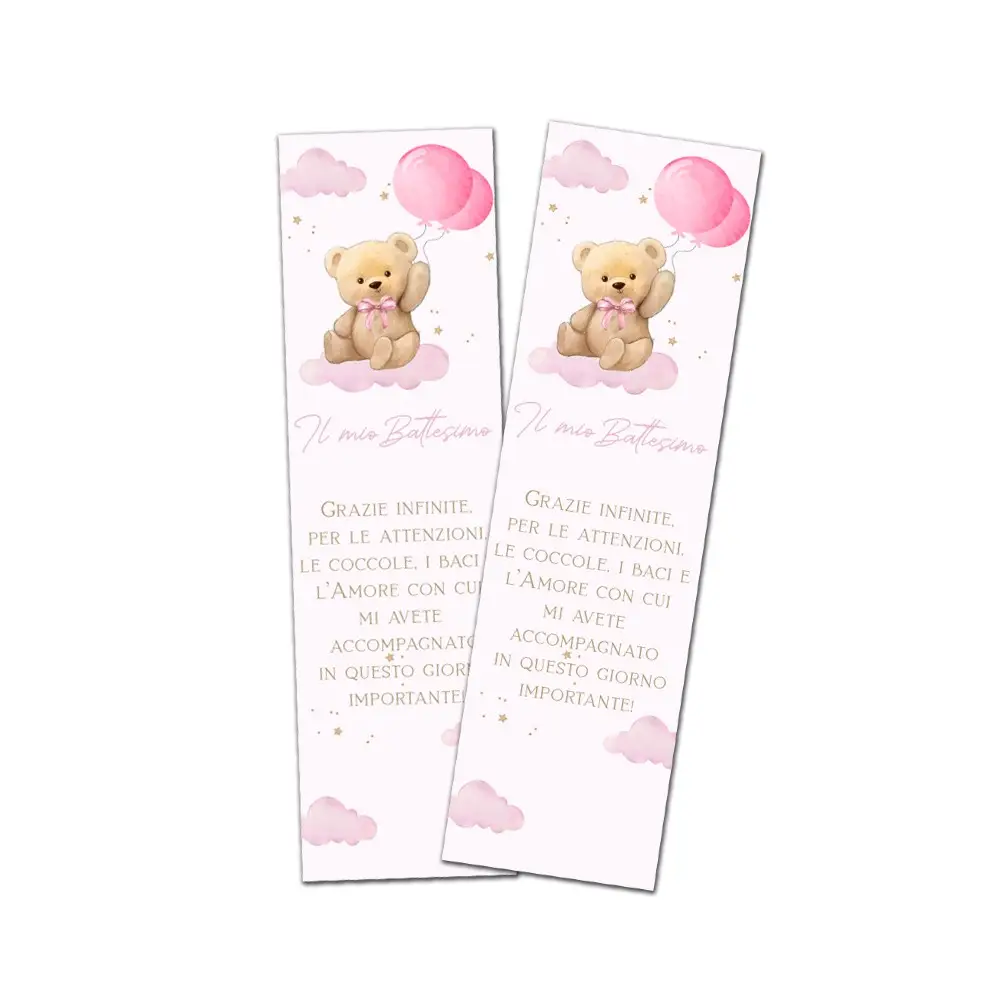 30 Segnaposto Battesimo Teddy Rosa