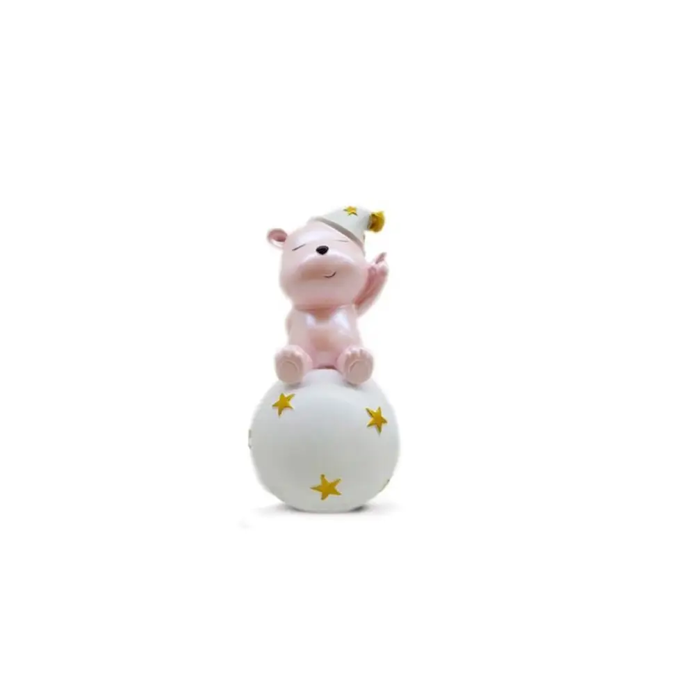 Orsetto Rosa con palla in resina 20 cm Statuina bomboniera -  C2306P