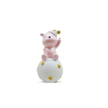 Orsetto Rosa con palla in resina 20 cm Statuina bomboniera -  C2306P