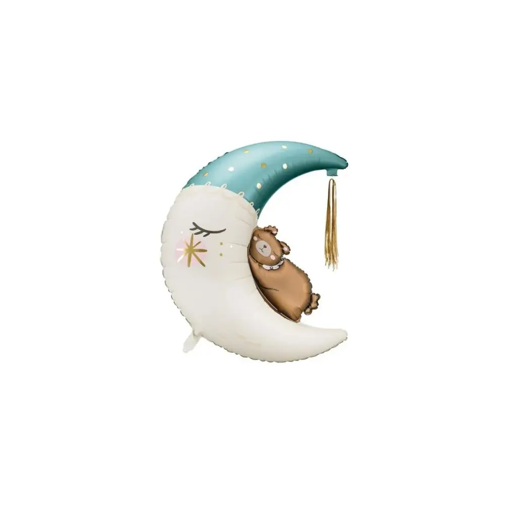 Palloncino foil Orsacchiotto sulla luna Celeste 80x98 cm  FB196-001J