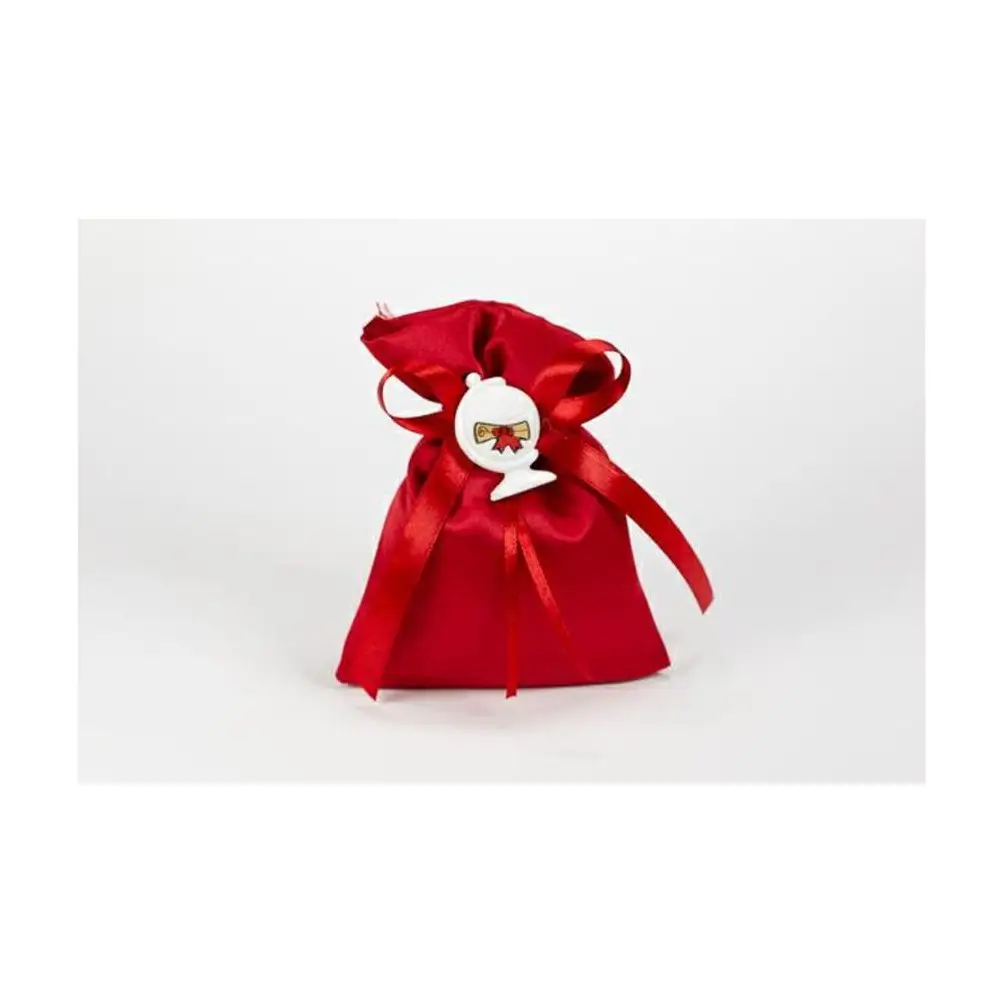 Sacchetti di Raso Piatto 50 Rosso 10pz  cm10x12h -  A2966 10  ( decorazioni e nastrino non inclusi)