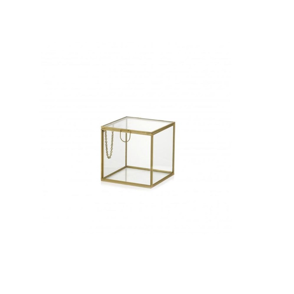 Scatola Cubo di vetro Cover box Trasparente con bordo oro 8*8*8 - FR232/08