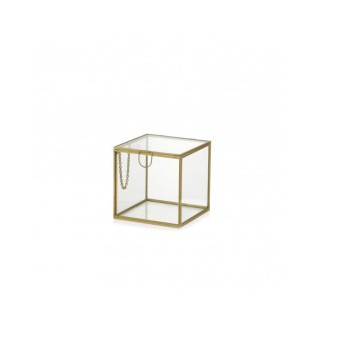Scatola Cubo di vetro Cover box Trasparente con bordo oro 8*8*8 - FR232/08