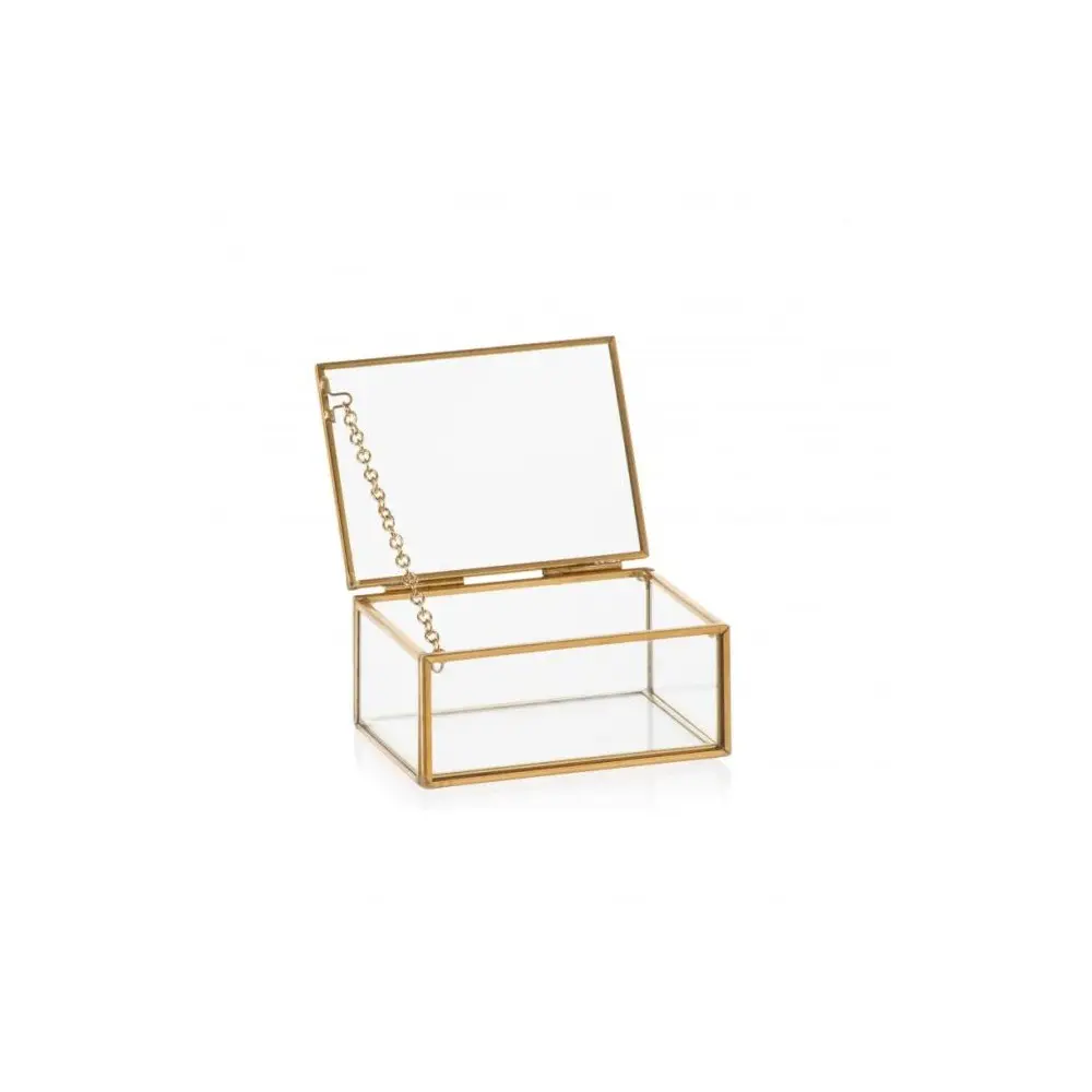 Scatola dii vetro  Cover box Trasparente con bordo oro 9,2*6,7*H4,2cm - FR273/09