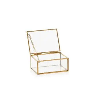 Scatola dii vetro  Cover box Trasparente con bordo oro 9,2*6,7*H4,2cm - FR273/09