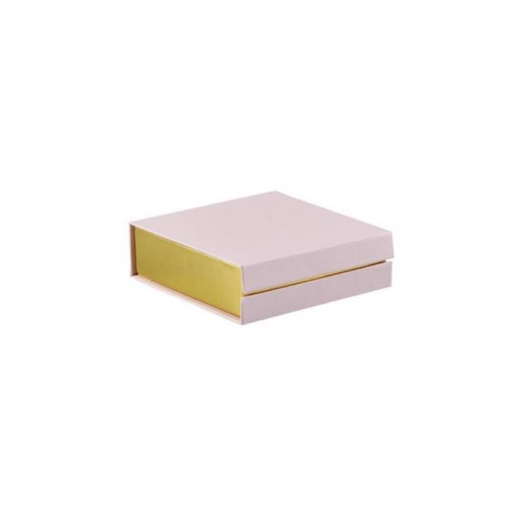 Scatolina degustazione rosa con bordo oro e divisori 13x13.5x4 cm - SJ10/P