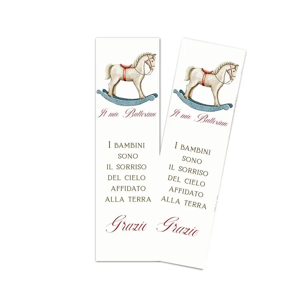 Segnaposto Rettangolare Battesimo Cavalluccio a Dondolo - 1pz