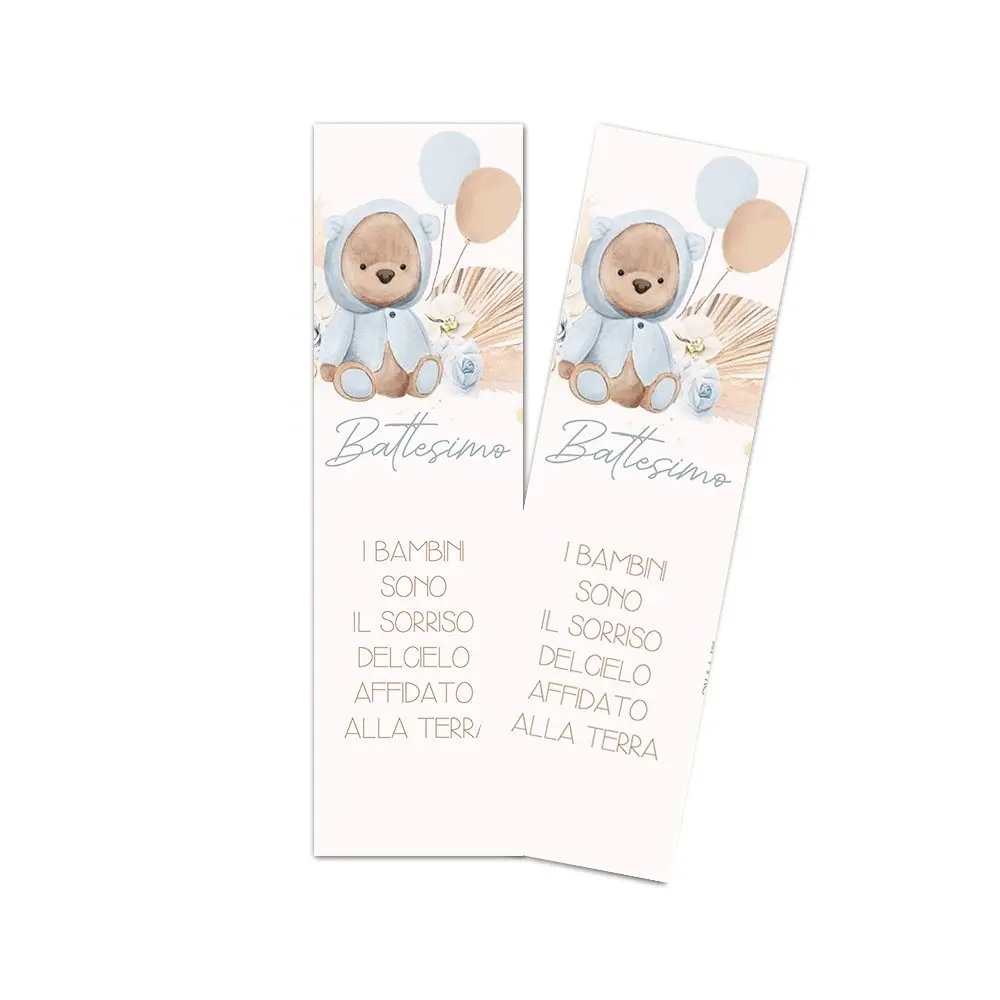 30 Segnaposto Battesimo Orsetto Pampas Celeste