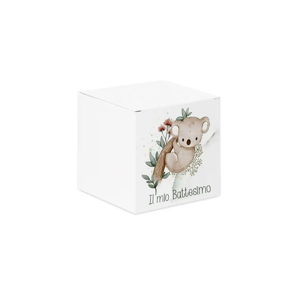 Scatolina portaconfetti cubetto battesimo Koala New - 50 pz