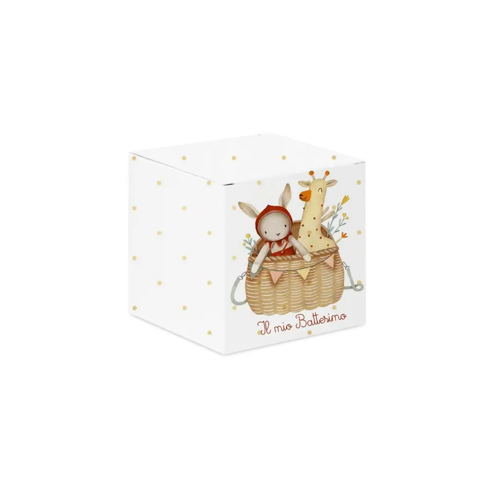 Scatolina portaconfetti cubetto battesimo Vintage toys - 20 pz