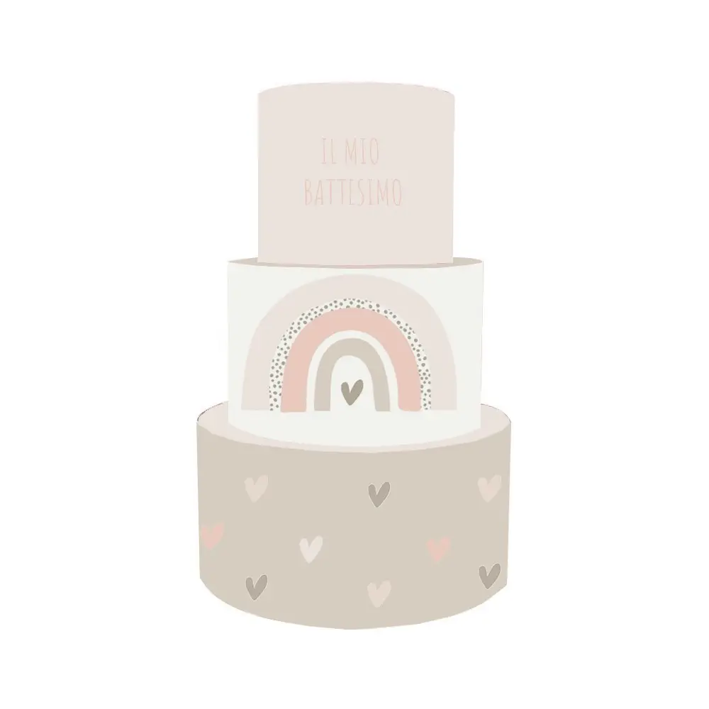 Torta Scenografica per Battesimo Arcobaleno boho rosa
