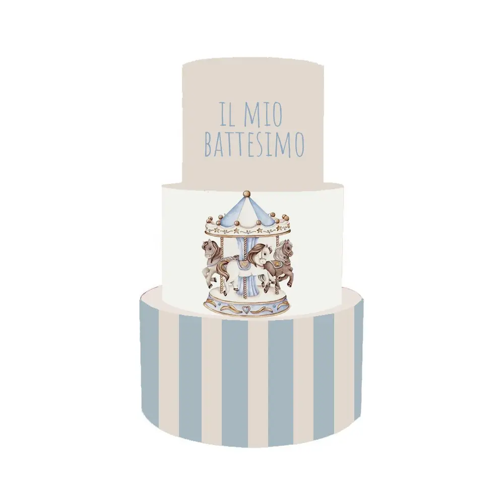 Torta Scenografica per Battesimo Giostrina Carousel Celeste