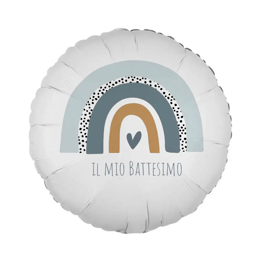 Palloncino foil stampa per battesimo Arcobaleno celeste