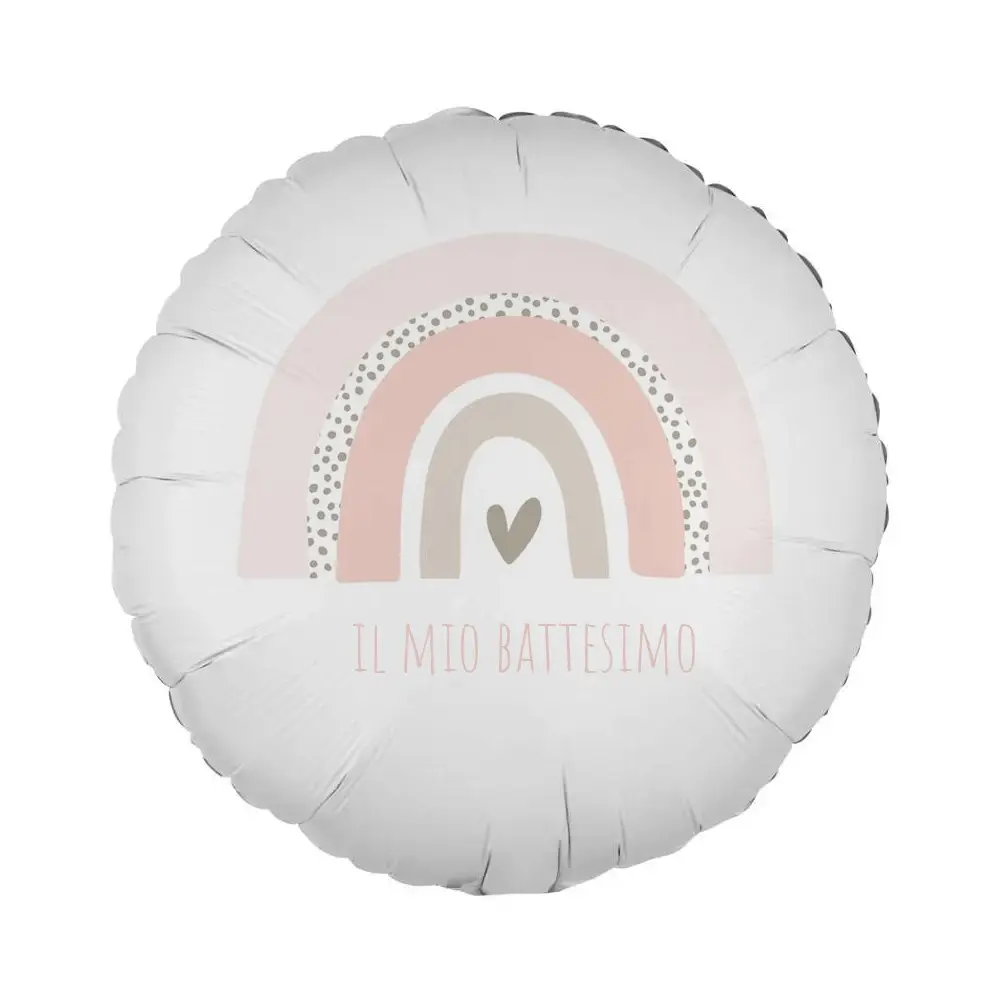 Palloncino foil stampa per battesimo Arcobaleno rosa