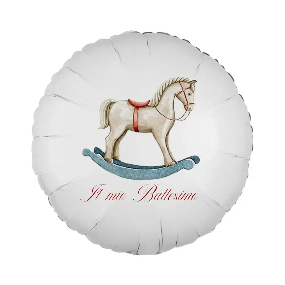 Palloncino foil stampa per battesimo Cavalluccio a Dondolo
