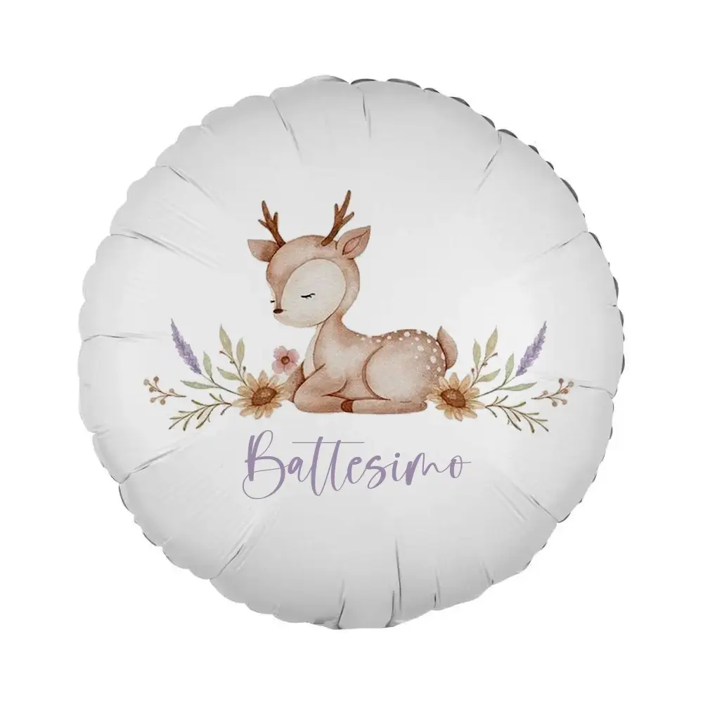 Palloncino foil stampa per battesimo Cerbiatto