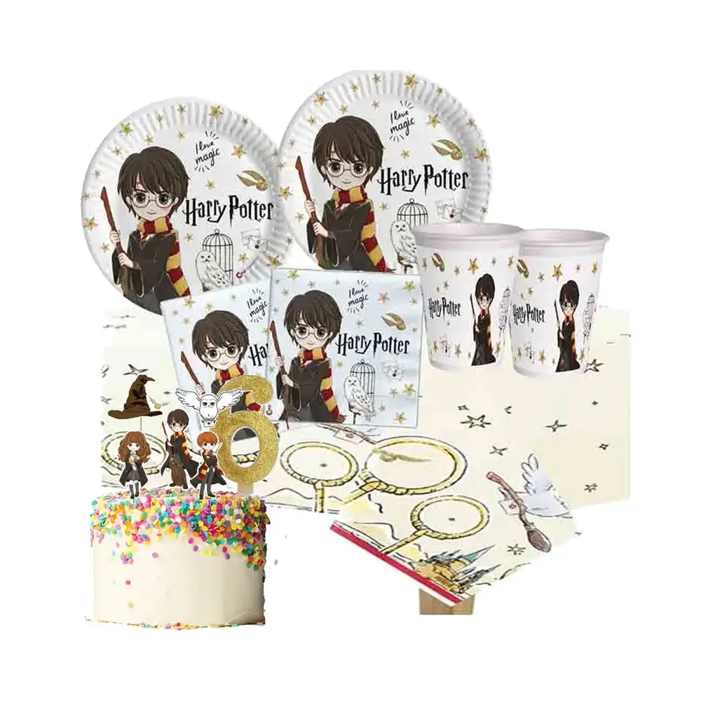 Kit n. 82 Harry Potter Compostabile con picks e candelina per torta