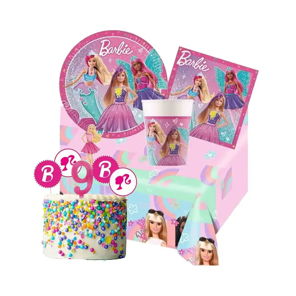 Kit n. 82 Barbie con picks e candelina per torta