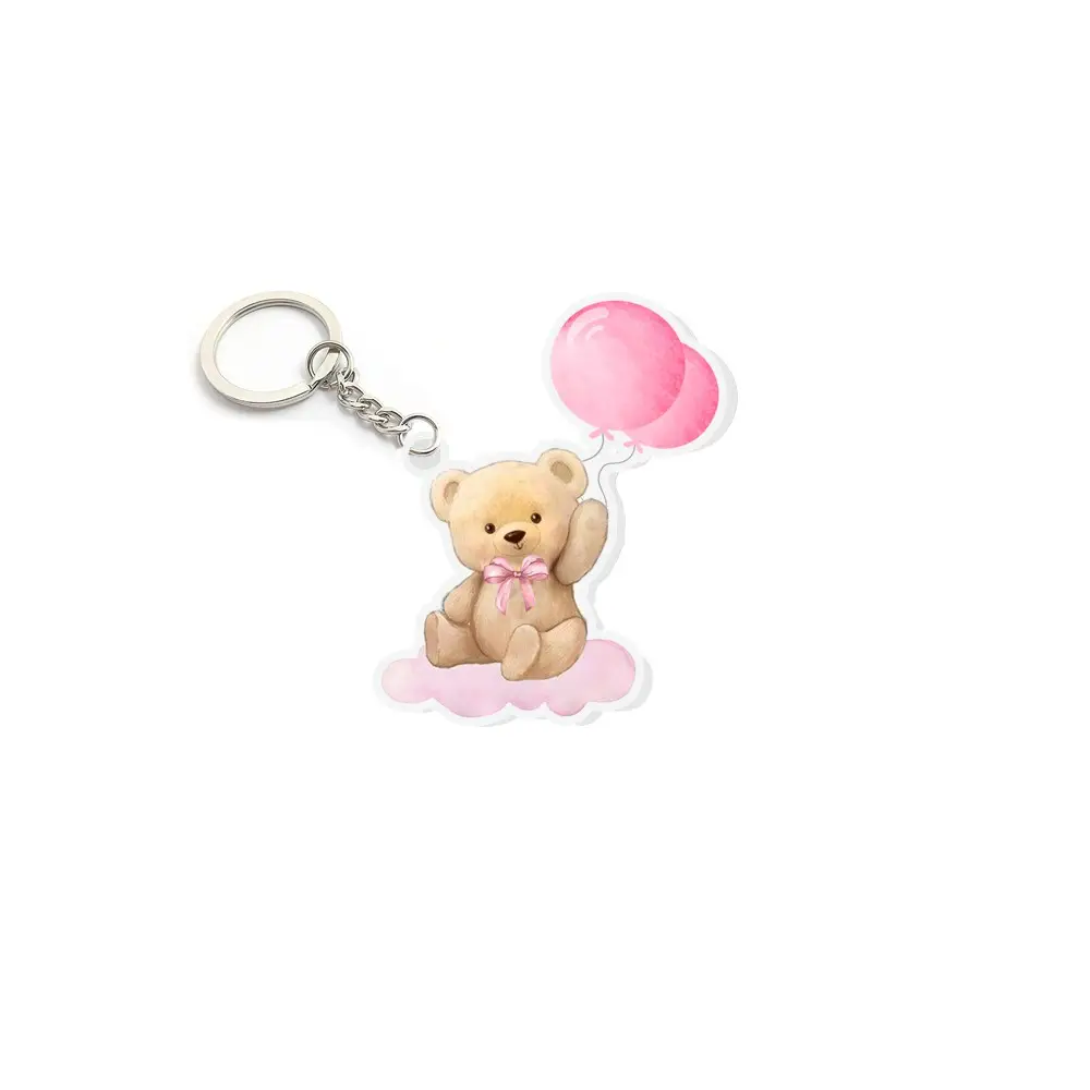 Portachiavi in plexiglass Orsetto Teddy Rosa - 1 pz.