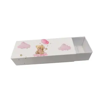 Scatolina portaconfetti Fiammifero battesimo teddy Rosa