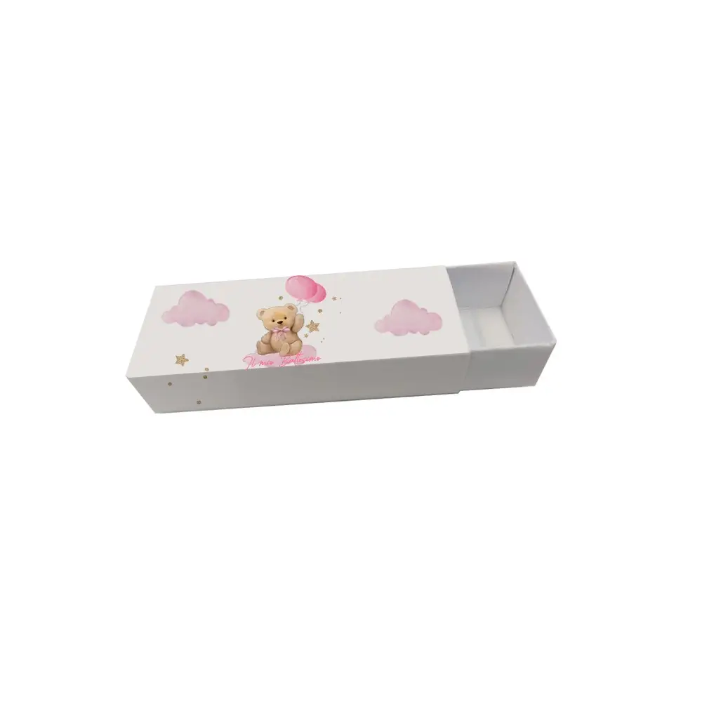 20 scatoline portaconfetti fiammifero Battesimo Teddy rosa