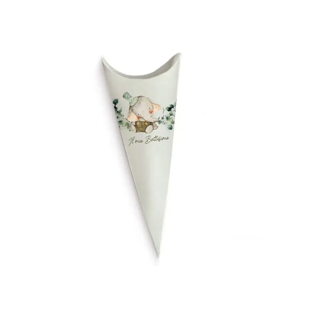 Cono Battesimo Elefantino Green - 20pz