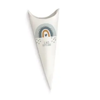 Cono Battesimo Arcobaleno Boho Celeste - 20pz
