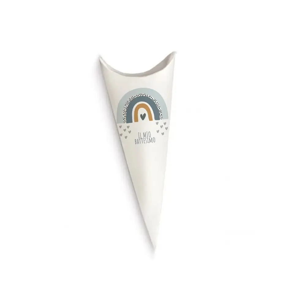 Cono Battesimo Arcobaleno Boho Celeste - 50pz