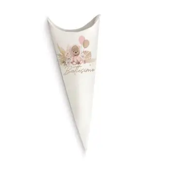 Cono Battesimo Orsetta Pampas Rosa - 20pz