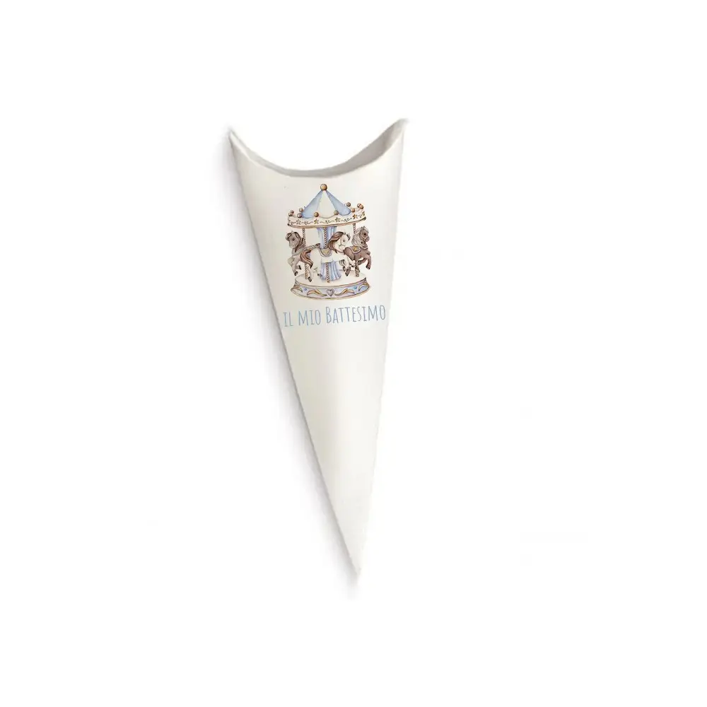 Cono Battesimo Giostrina Carousel Celeste - 20pz