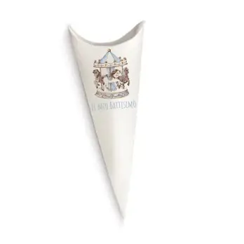 Cono Battesimo Giostrina Carousel Celeste - 50pz