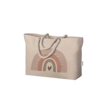 Borsa Mare Arcobaleno Boho Rosa in Cotone personalizzabile